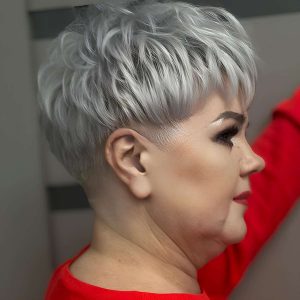 Sophisticated Silver Pixie with Tapered Nape Sophisticated Silver Pixie with Tapered Nape