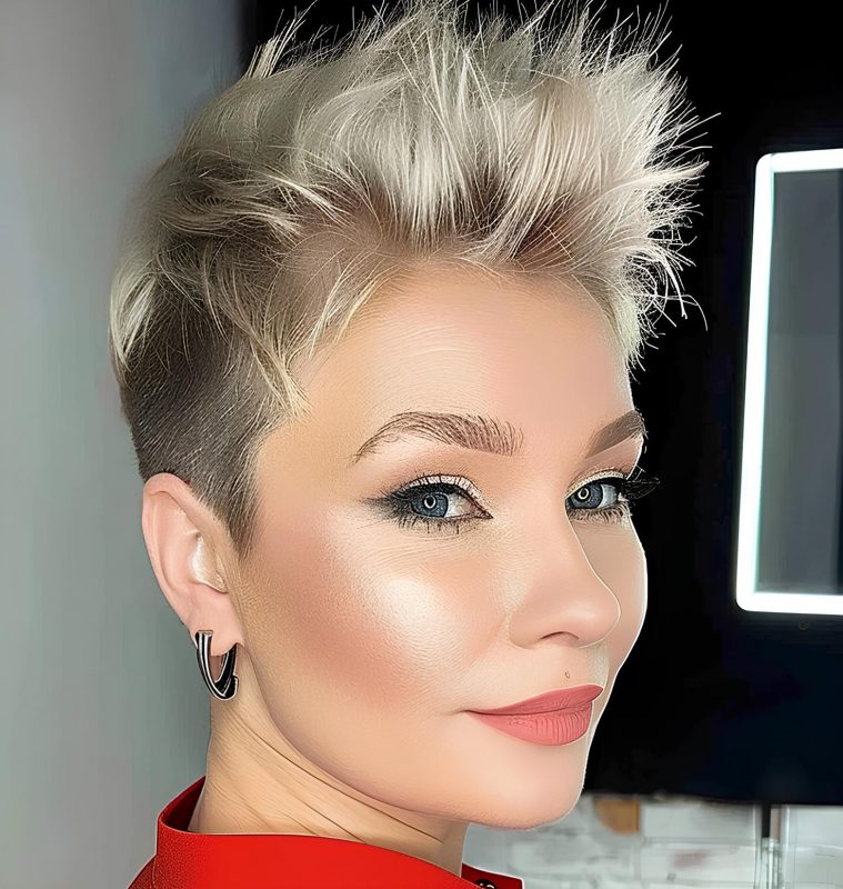 Sleek and Spiky Platinum Pixie