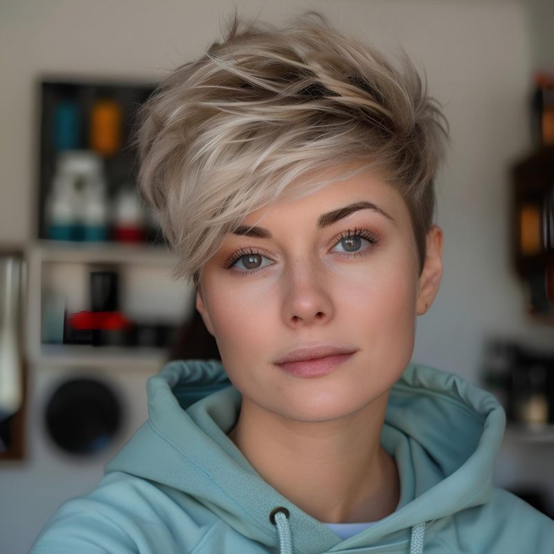 Tousled Blonde Short Hair with Volume