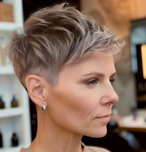 Chic Silver Pixie with Textured Layers Chic Silver Pixie with Textured Layers