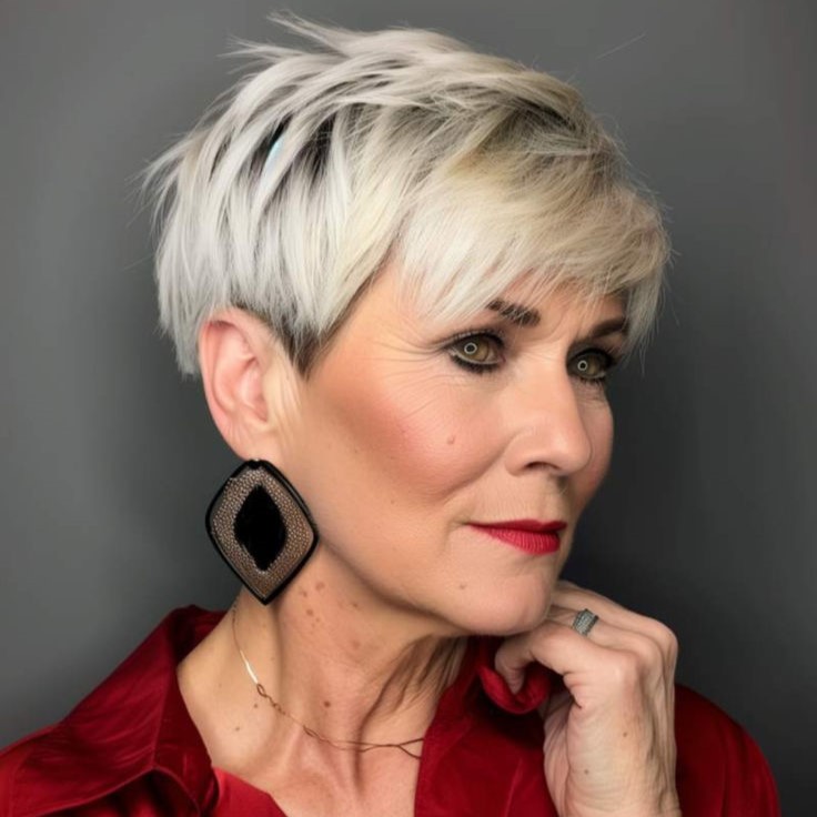 Sleek and Sophisticated Platinum Pixie
