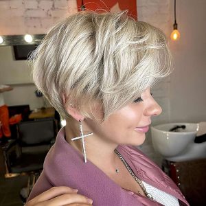 Textured Blonde Bob with Side-Swept Bangs Textured Blonde Bob with Side-Swept Bangs