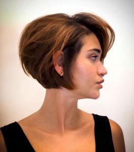 Tousled Short Bob with Auburn Hues Tousled Short Bob with Auburn Hues