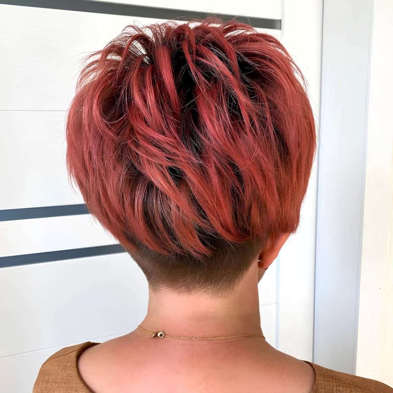 Back View Layered Bob with a Clean Undercut