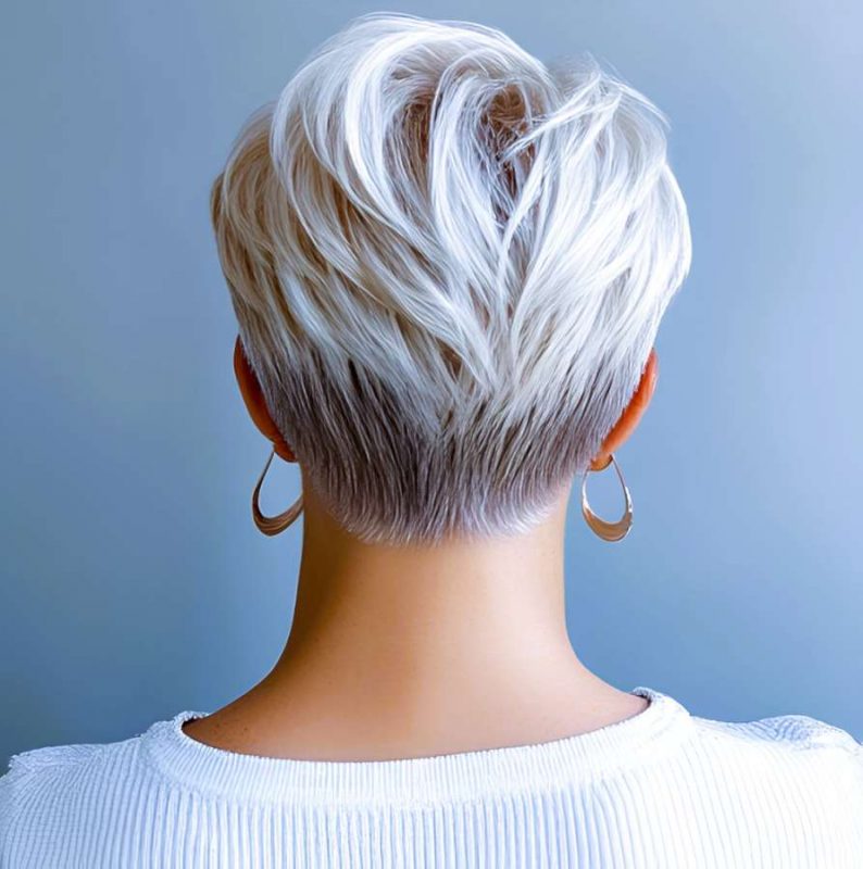 Back View of Blonde Pixie With Tapered Fade