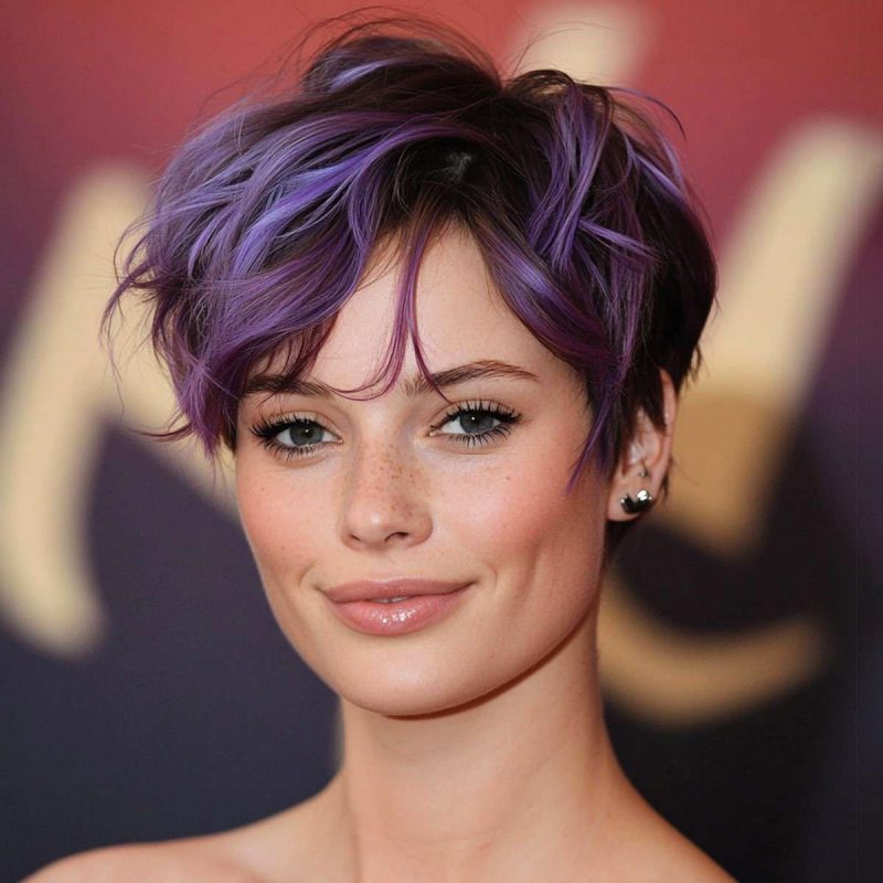Edgy Pixie Cut with Purple Highlights