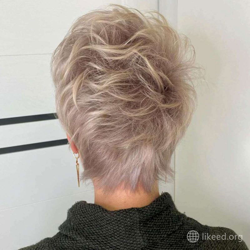 Full Back View – Textured Blonde Pixie with Volume