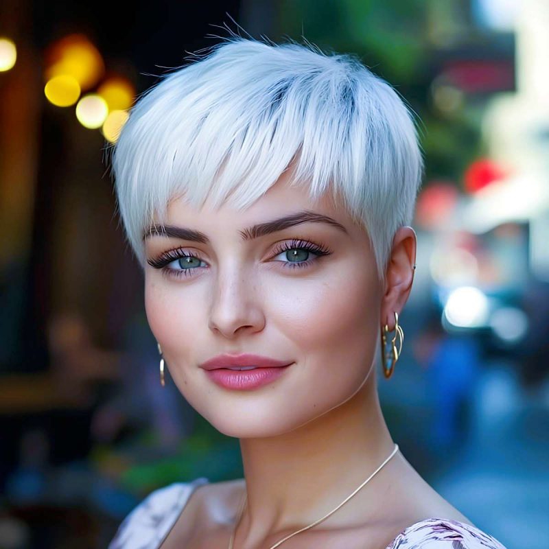 Platinum Blonde Choppy Pixie Cut