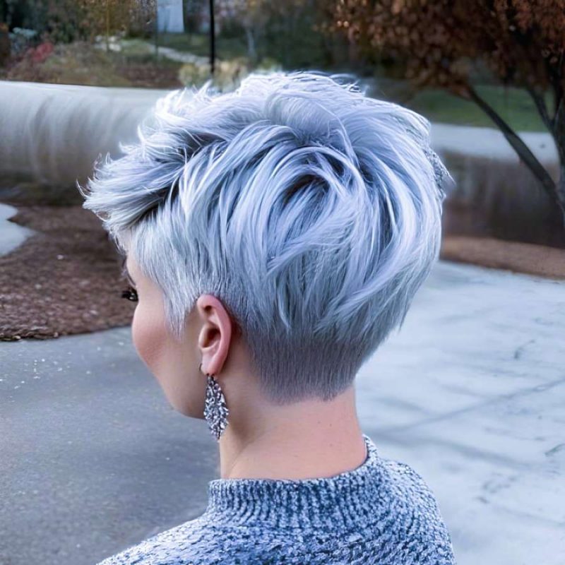 Rear View of Layered Silver Pixie