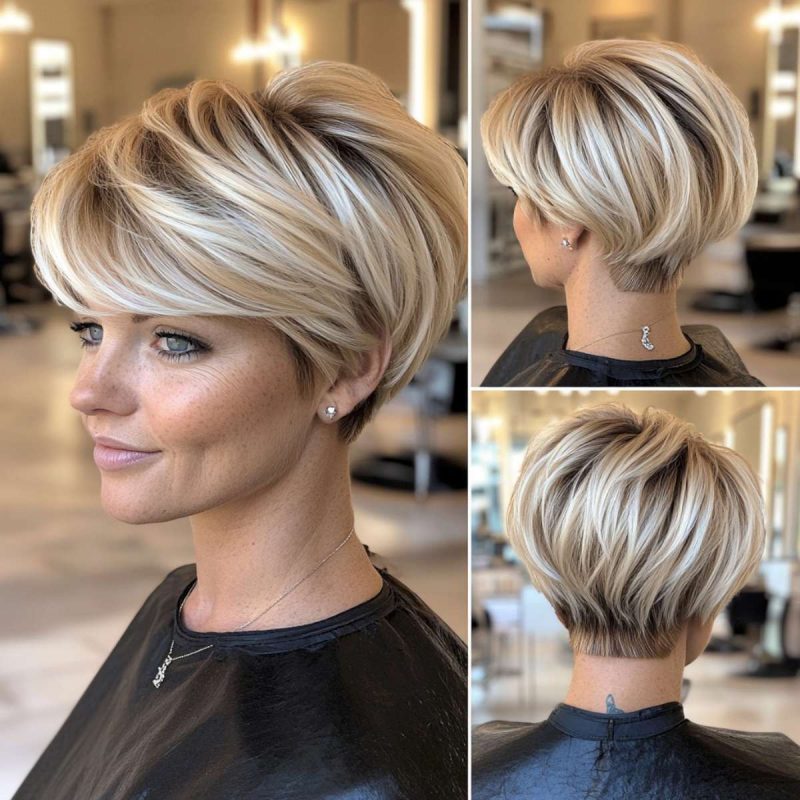 Soft Blonde Layered Pixie
