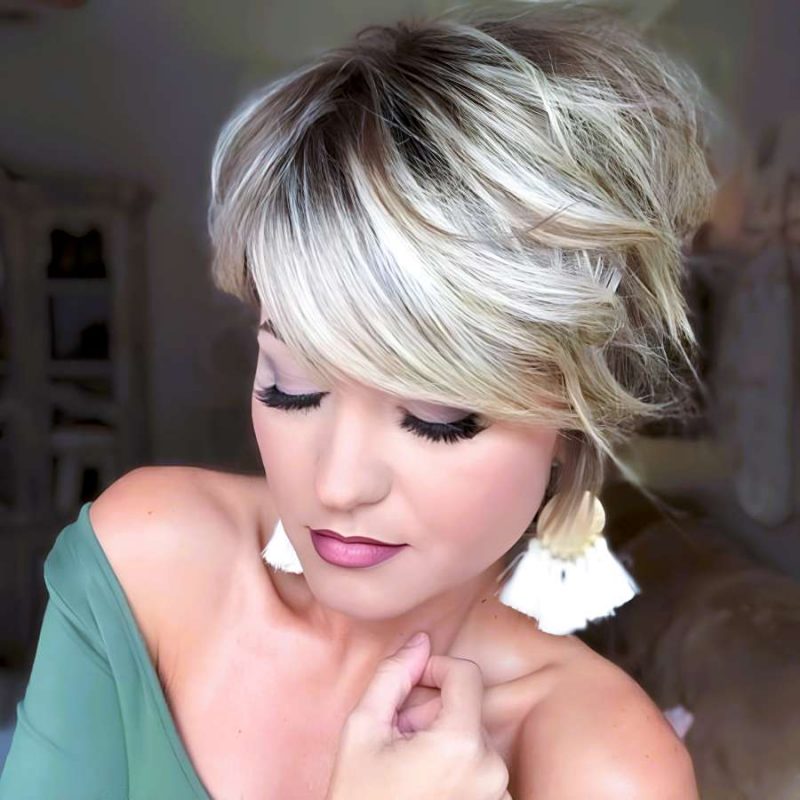 Soft Blonde Pixie with Side-Swept Bangs