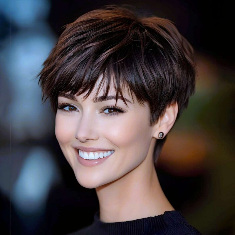 Textured Dark Brown Pixie Cut