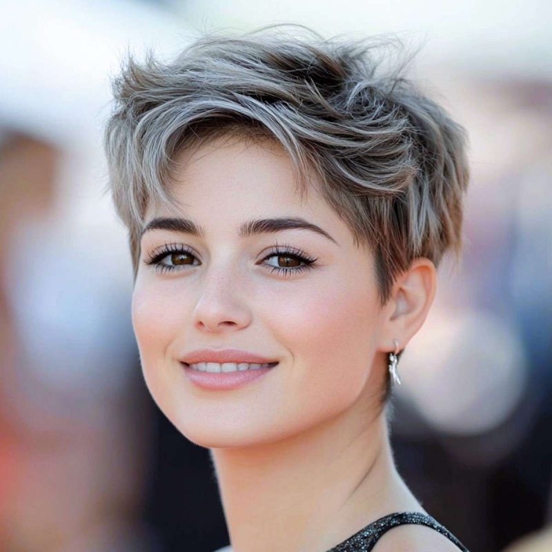 Textured Silver Pixie Cut for a Sophisticated Edge
