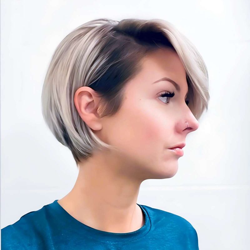 Undercut Bob with Side-Swept Bangs