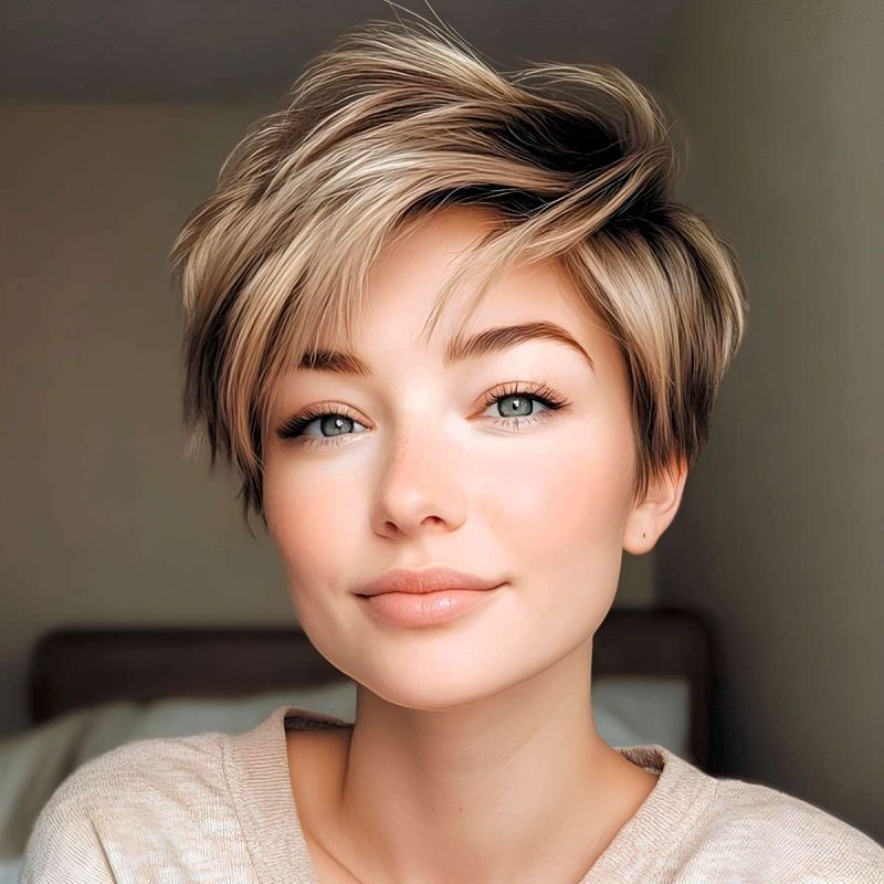 Voluminous Blonde Pixie Cut