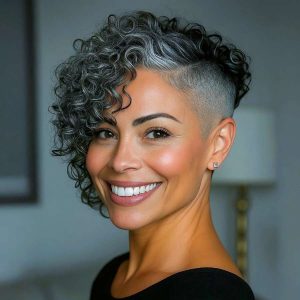 Bold Undercut with Defined Gray Curls – A Fierce and Fabulous Look Bold Undercut with Defined Gray Curls – A Fierce and Fabulous Look