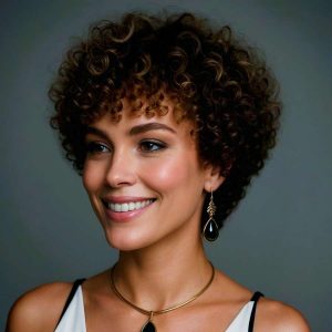 Golden Glow: Defined Curly Afro Pixie with Sculpted Volume Golden Glow: Defined Curly Afro Pixie with Sculpted Volume