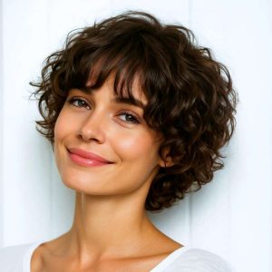 Natural Confidence: Curly Bob with Soft Bangs and Effortless Texture Natural Confidence: Curly Bob with Soft Bangs and Effortless Texture