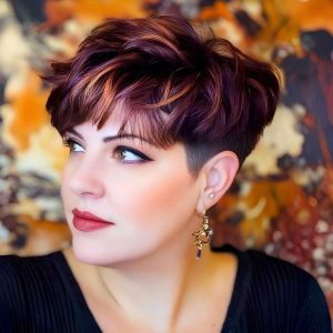 Plum Perfection: Soft Undercut with Voluminous Curls Plum Perfection: Soft Undercut with Voluminous Curls