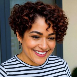 Polished Tapered Curls with Rich Chestnut Hue Polished Tapered Curls with Rich Chestnut Hue