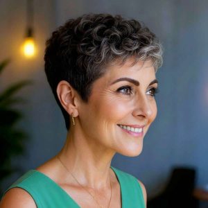 Silver Chic: Tapered Curly Pixie with a Sophisticated Twist Silver Chic: Tapered Curly Pixie with a Sophisticated Twist