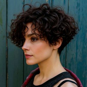 Tousled Curly Pixie with Fluffy Fringe Tousled Curly Pixie with Fluffy Fringe