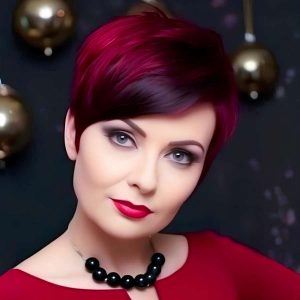 Velvet Contrast: Side-Parted Pixie with Plum Gradient Velvet Contrast: Side-Parted Pixie with Plum Gradient