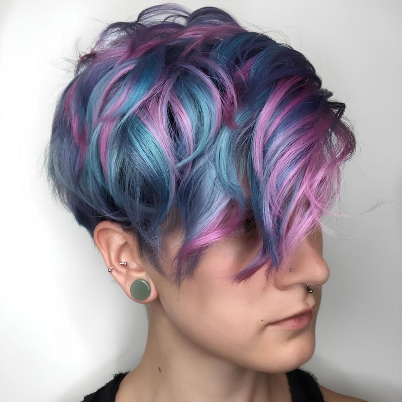Electric Blues and Pinks in a Voluminous Pixie
