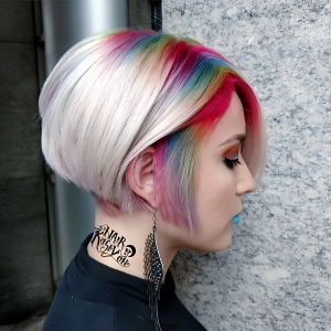 Rainbow Elegance in a Sleek Bob
