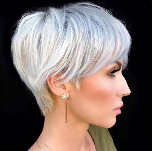 Icy Blonde Pixie with Sleek Finish