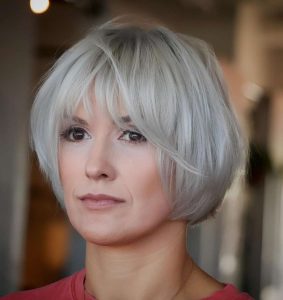 Silver Bob with Soft Bangs