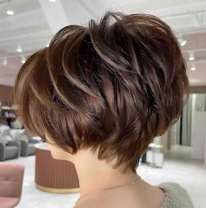 Textured Brown Pixie with Highlights