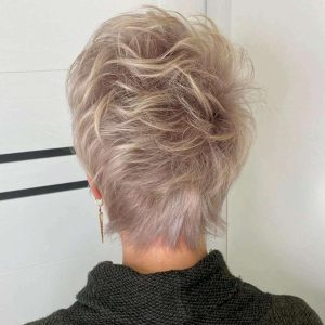 Full Back View – Textured Blonde Pixie with Volume