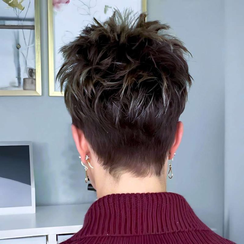 Modern Textured Pixie with Dark Roots and Blonde Highlights