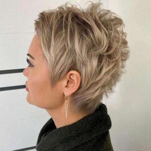 Side View – Playful & Feminine Pixie with Highlights