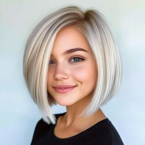 Sleek Platinum Blonde Bob