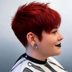 Fiery Red Textured Pixie with Punk Edge