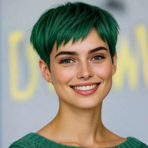 Fresh Choppy Pixie in Emerald Green