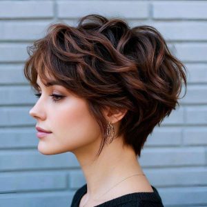 Modern Elegance: Tousled Short Bob with Soft Waves